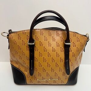 Dooney & Bourke Tan and Dark Brown LA Monogram Satchel